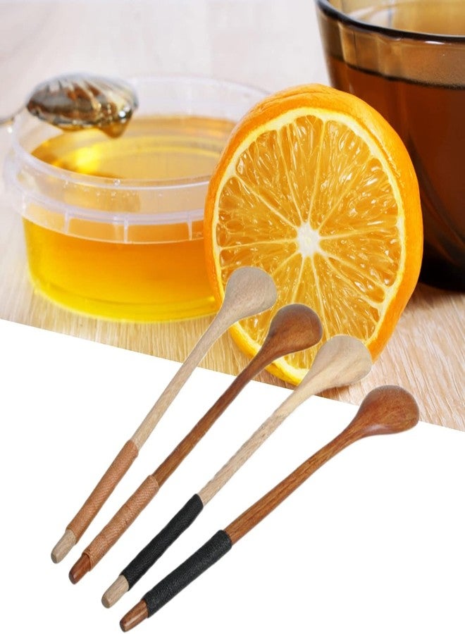 Pxiryanlow Brown Small Wooden Spoons, Small Soup Spoons Serving Spoons Wooden Teaspoon for Coffee Tea Jam Bath Salts Dessert Cake Ice Cream Antipasto Cappuccino, Cooking Utensils, Long Handle - Image 5