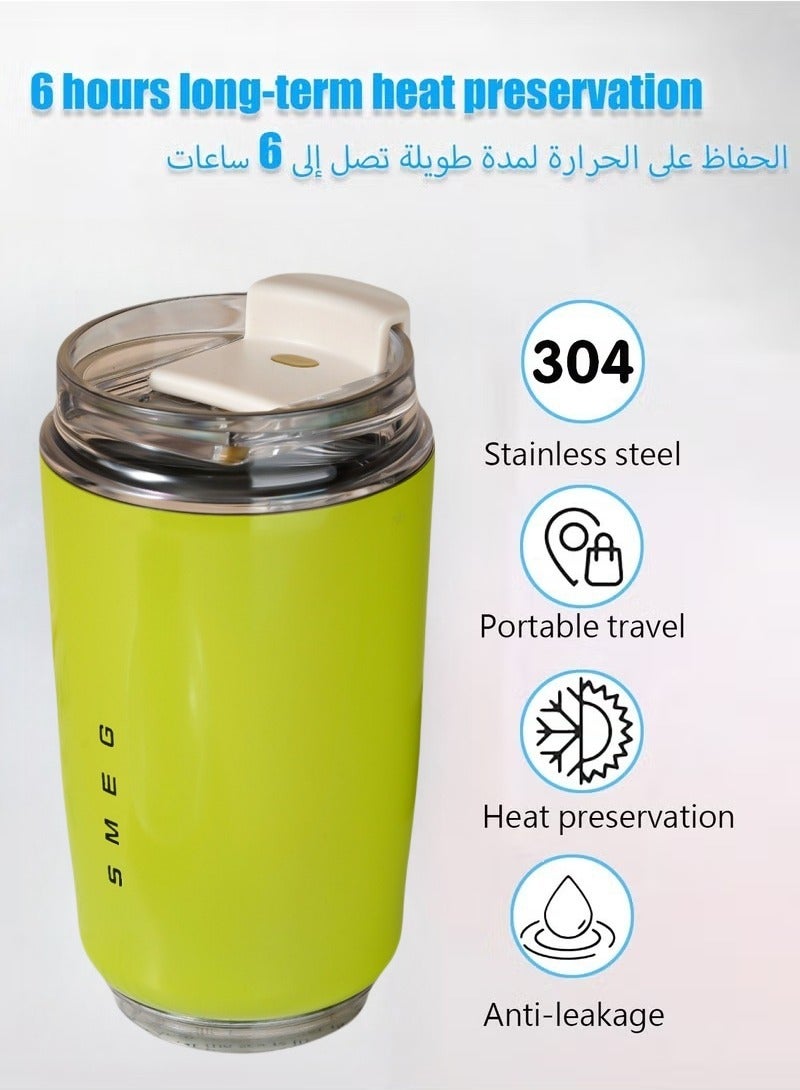 320ML Coffee Mug,Insulated Beverage Cup With Leakproof Lid, Travel Portable Car Drinking Cup，Stainless Steel Vacuum Leak proof , Green - Image 2