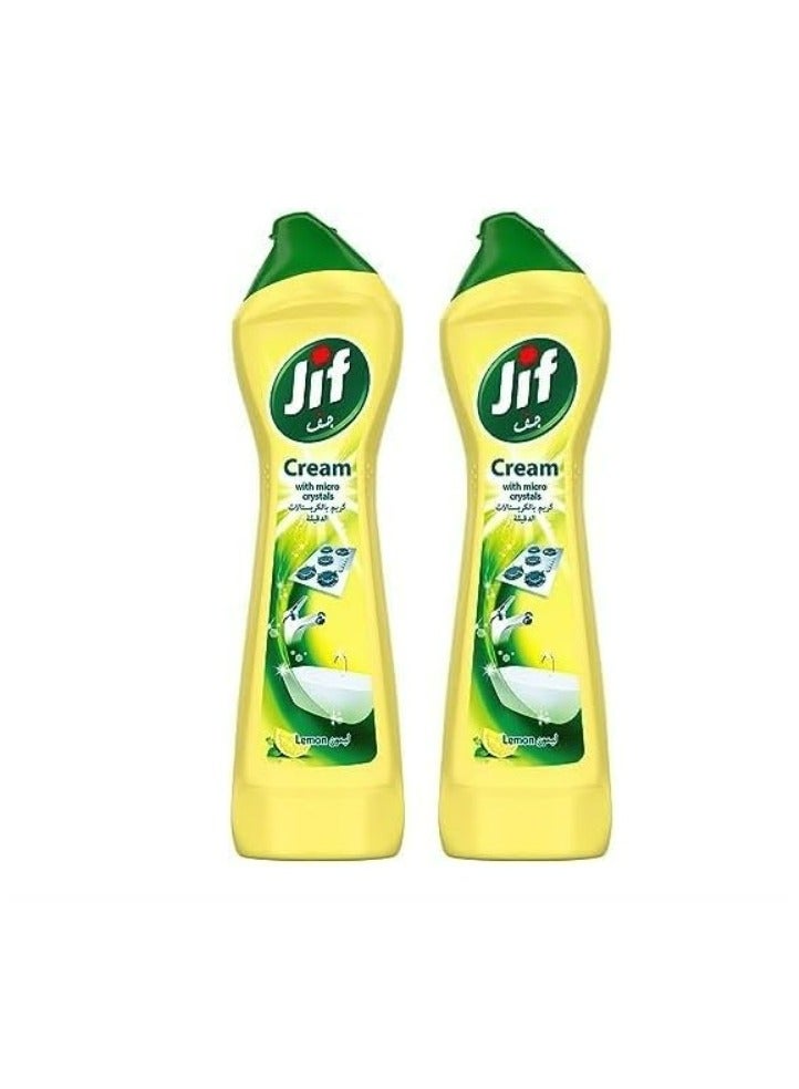 Jif Cream Cleaner With Micro Crystals Technology Eliminates Grease Burnt food And Limescale Stains 500ml Pack of 2 - Image 1