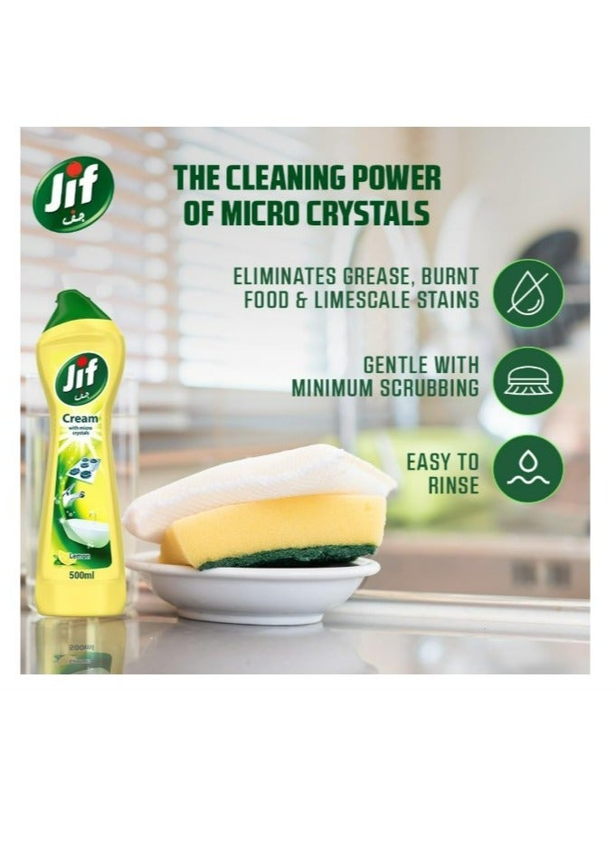 Jif Cream Cleaner With Micro Crystals Technology Eliminates Grease Burnt food And Limescale Stains 500ml Pack of 2 - Image 2
