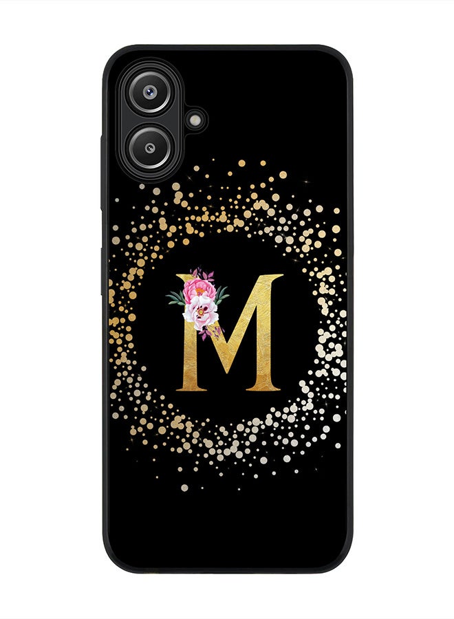 Stylizedd For Samsung Galaxy A06 Case,Slim fit Camera Protection, Shockproof Thin Phone cover - Custom Monogram Floral - M ( Black )  - Image 1