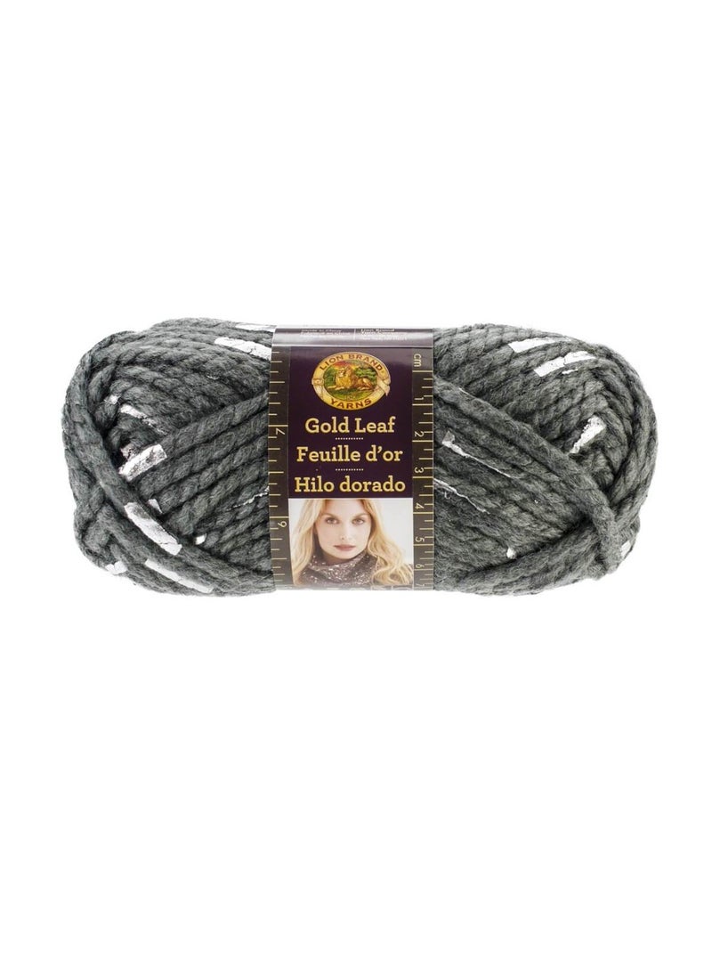 Lion Brand Yarn - Lion Brand Gold Leaf Yarn Grey & Silver - Image 1