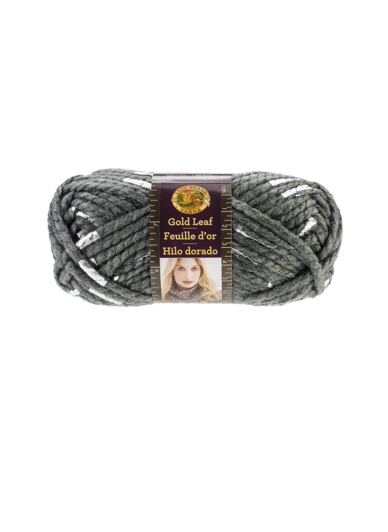 Lion Brand Yarn - Lion Brand Gold Leaf Yarn Grey & Silver - Image 1