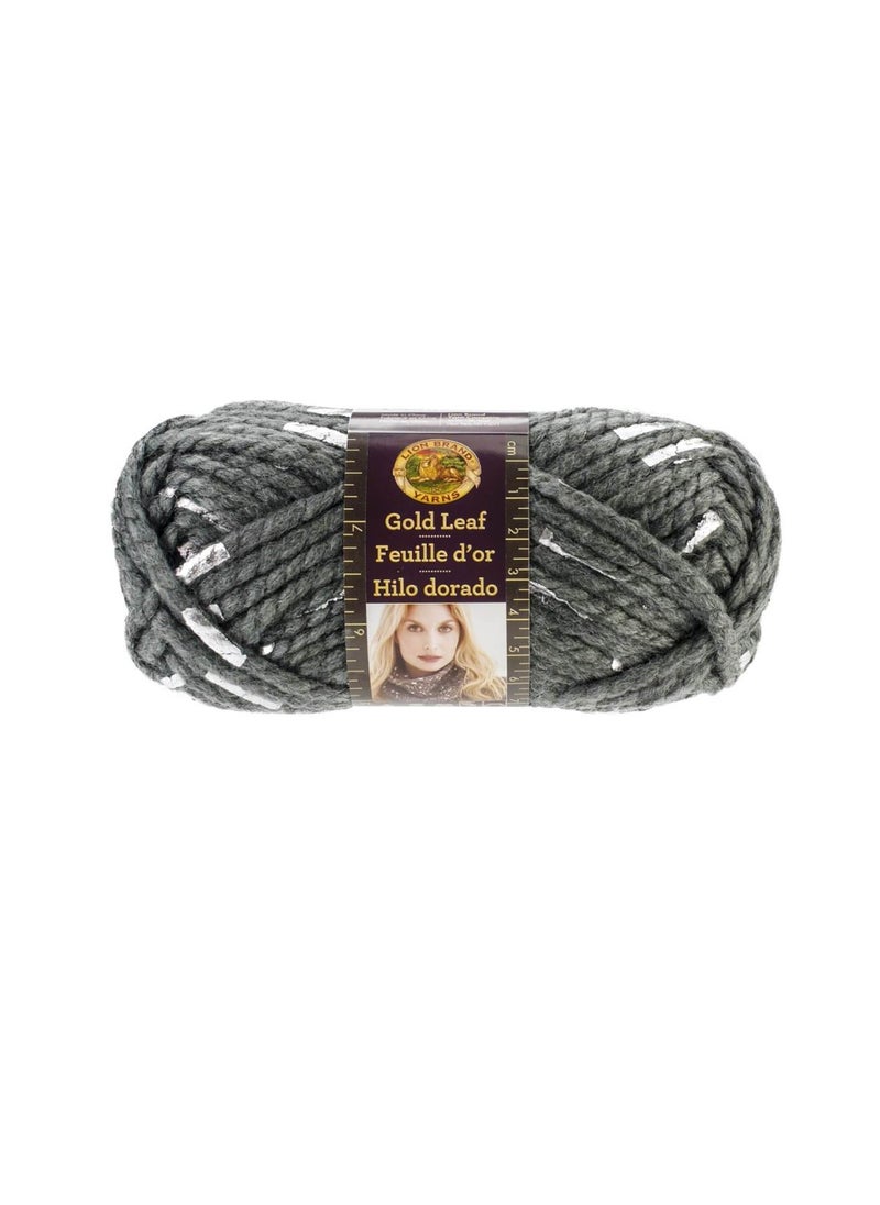 Lion Brand Yarn - Lion Brand Gold Leaf Yarn Grey & Silver - Image 1
