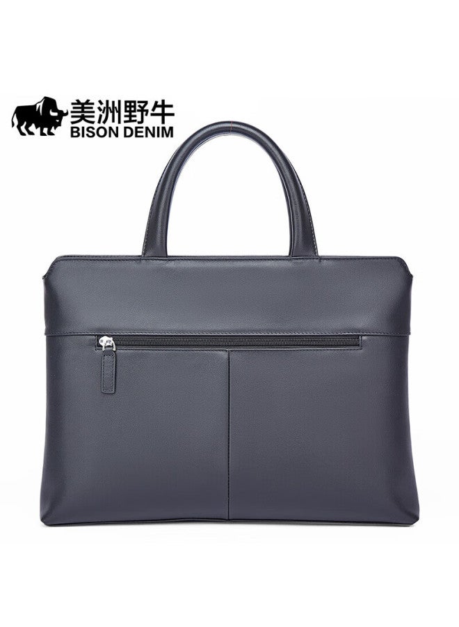 American Bison Meizhou Yenui Men's Business Briefcase, Handheld Laptop Bag, Top-grain Leather Notebook Bag, Business Gift For Husband - Image 2