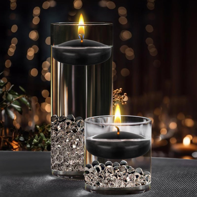 Mega Candles Mega Candles 48 pcs Unscented Black Floating Candles  Hand Poured Wax Candle 3 Inch Diameter  Home D?cor  Wedding Receptions  Baby Showers  Birthdays  Celebrations  Meditations  Spas  - Image 3