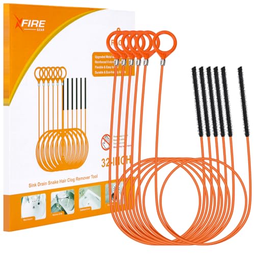 XFIRE-GEAR 32 Inch Anti-break Metal Drain Snake, Hair Clog Remover, Drain Cleaner Tool with Nylon Coating Sink Snake, Drain Clog Remover for Shower, Bathroom Sink Tub (6 Pack) - Image 1