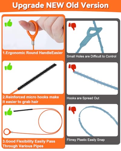 XFIRE-GEAR 32 Inch Anti-break Metal Drain Snake, Hair Clog Remover, Drain Cleaner Tool with Nylon Coating Sink Snake, Drain Clog Remover for Shower, Bathroom Sink Tub (6 Pack) - Image 2