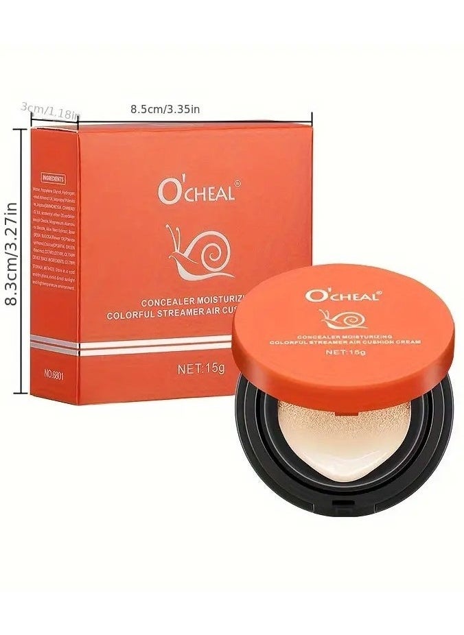 OCHEAL O'CHEAL Snail Air Cushion BB Cream - Moisturizing Concealer for All Skin Tones, Under 1 Fl Oz Cushion Compact, Natural Makeup Finish, Suitable for All Skin Types, Medium Coverage, Clean Look Effect #1  - Image 3