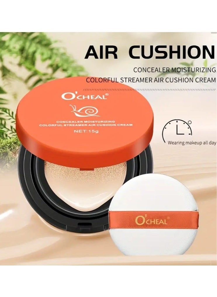 OCHEAL O'CHEAL Snail Air Cushion BB Cream - Moisturizing Concealer for All Skin Tones, Under 1 Fl Oz Cushion Compact, Natural Makeup Finish, Suitable for All Skin Types, Medium Coverage, Clean Look Effect #1  - Image 4