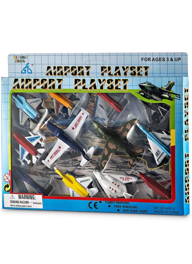 Bedwina Airplane Toys - 12 Pack Vehicle Aircraft Plane Playset, Includes Styles of Bomber, Military, F-16 Fighter Jets, for Birthday Party Favor Toys, for Kids Boys and Girls (Styles May Very)  - Image 2