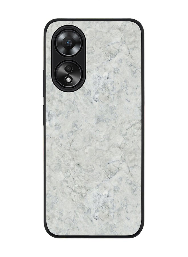 Stylizedd Rugged Black edge case for Oppo A58 4G, Slim fit Soft Case Flexible Rubber Edges Anti Drop TPU Gel Thin Cover- Marble Texture White - Image 1