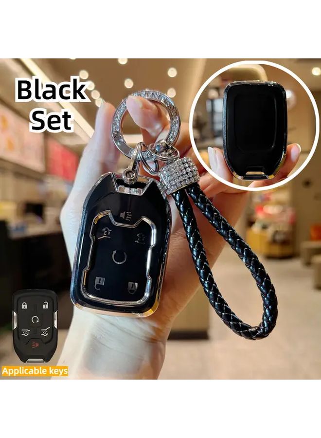 غطاء مفتاح السيارة من TPU البنفسجي المتوافق مع سوبيربان تاهو GMC يوكون 2014-2021 مع حبل مضفر - Image 4