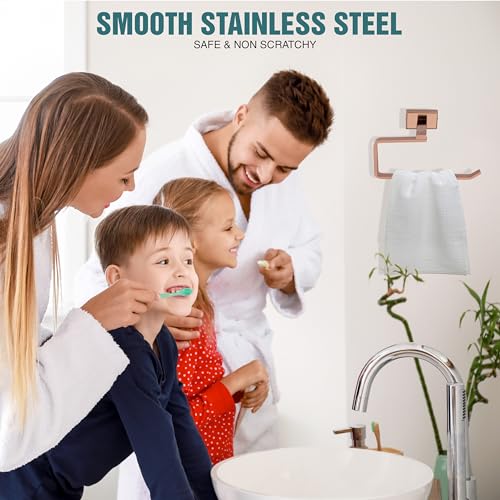 GLOXY Premium Napkin Holder - SS304 Rose Gold Finish Hand Towel Stand/Towel Ring - Wall Mount Hand Towel Holder in Bathroom - Bathroom Fittings Accessories Towel Holder for Washbasin - Image 4