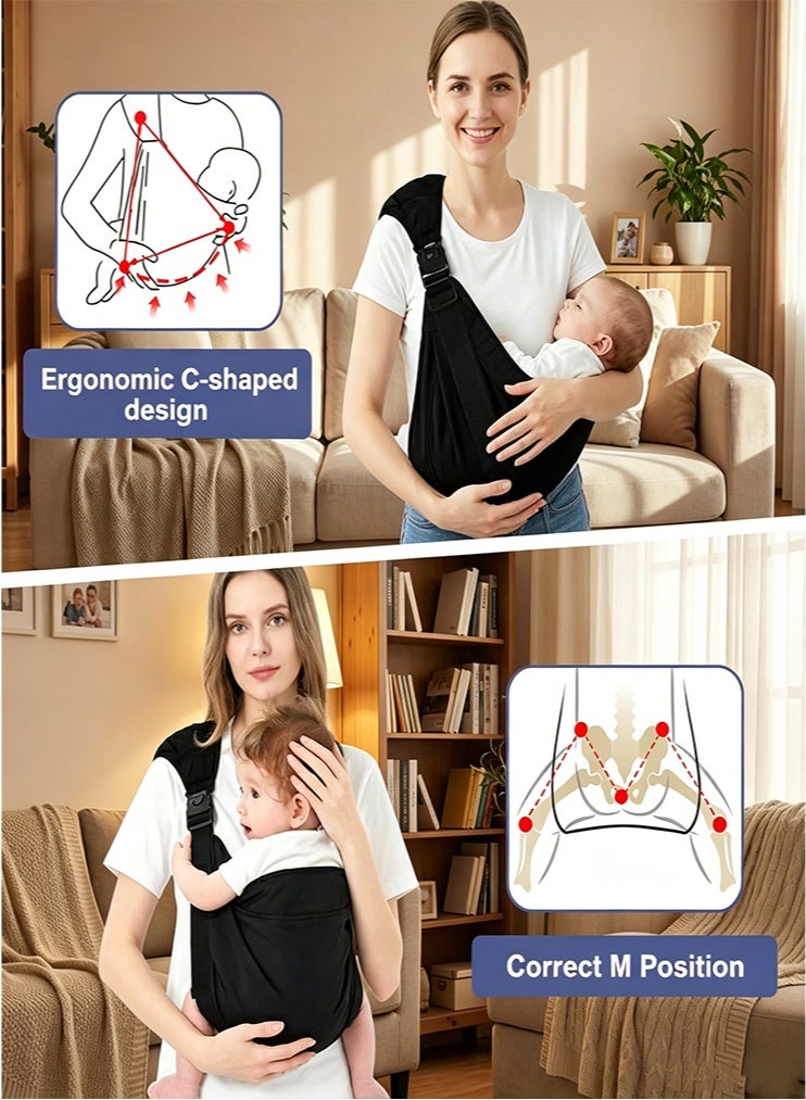 الوجبة حامل أطفال، حامل أطفال محمول بأحزمة كتف سميكة قابلة للتعديل، حامل أطفال ناعم للمواليد الجدد والرضع والأطفال الصغار من عمر 0 ​​إلى 24 شهرًا، جيد التهوية ومريح - Image 5