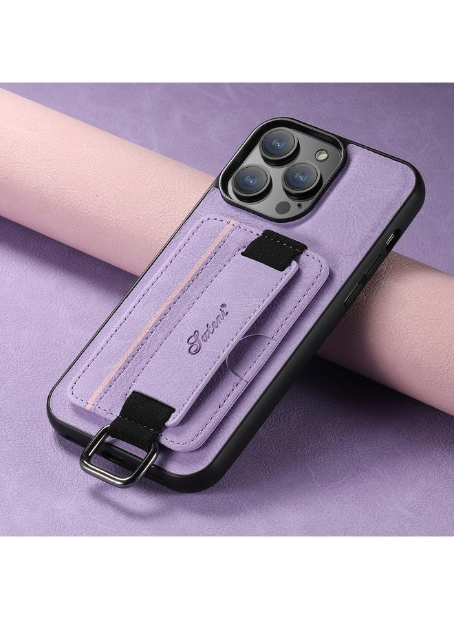 سوتين جراب لهاتف iPhone 14 Pro Max H13 من جلد الليتشي مع حزام معصم ومحفظة وغطاء خلفي للهاتف - Image 2