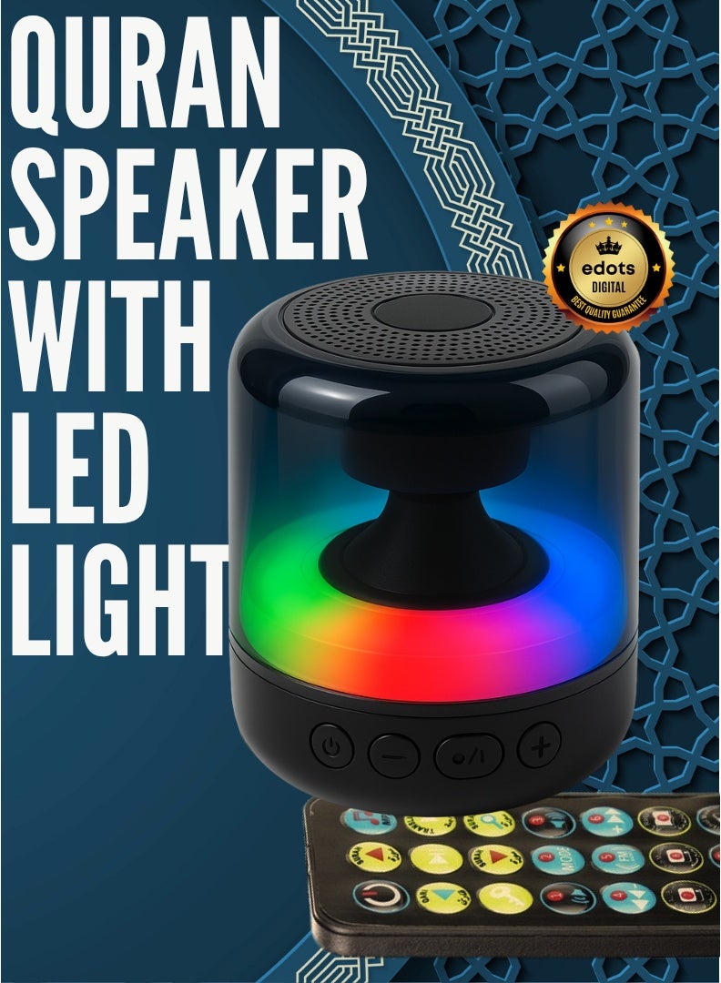 HONTON Portable Digital Quran Speaker with Remote Control – HD Quran Audio, 18+ Reciters, 15+ Translations, Complete Tafseer, MP3 Player, FM Radio, 8GB USB Rechargeable Islamic Speaker (Black) - Image 1