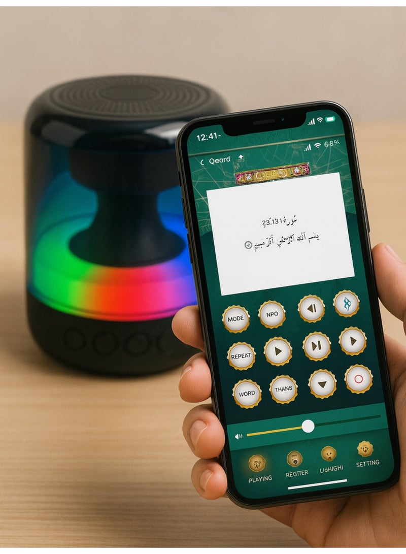 HONTON Portable Digital Quran Speaker with Remote Control – HD Quran Audio, 18+ Reciters, 15+ Translations, Complete Tafseer, MP3 Player, FM Radio, 8GB USB Rechargeable Islamic Speaker (Black) - Image 3