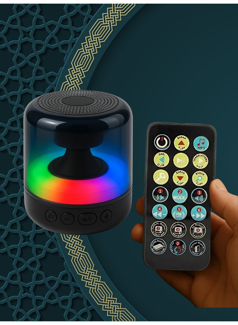 HONTON Portable Digital Quran Speaker with Remote Control – HD Quran Audio, 18+ Reciters, 15+ Translations, Complete Tafseer, MP3 Player, FM Radio, 8GB USB Rechargeable Islamic Speaker (Black) - Image 4