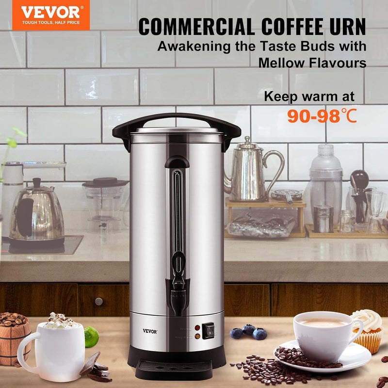 VEVOR Commercial Coffee Urn, 110Cups/16.5L Stainless Steel Large Coffee Dispenser, 1500W 110V Electric Coffee Maker Urn For Quick Brewing, Hot Water Urn for Easy Cleaning - Image 2