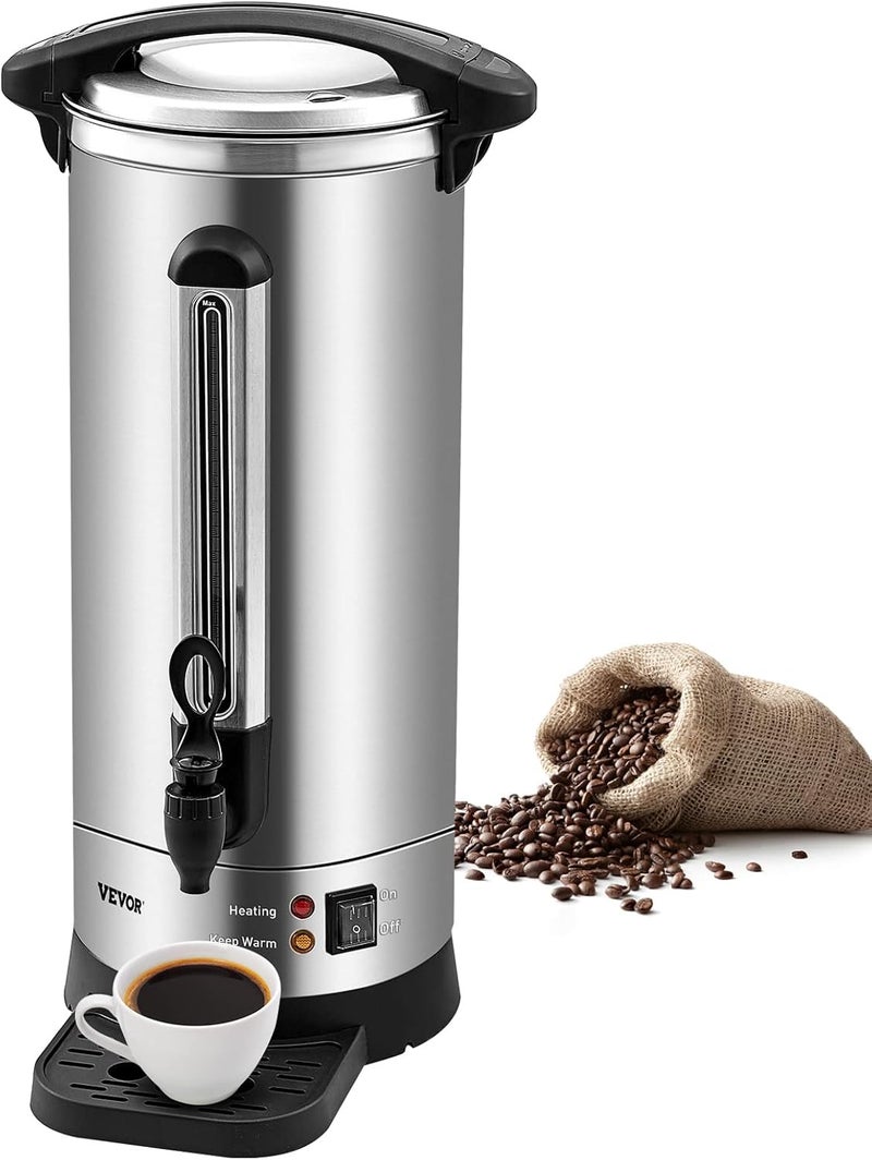 VEVOR Commercial Coffee Urn, 110Cups/16.5L Stainless Steel Large Coffee Dispenser, 1500W 110V Electric Coffee Maker Urn For Quick Brewing, Hot Water Urn for Easy Cleaning - Image 1