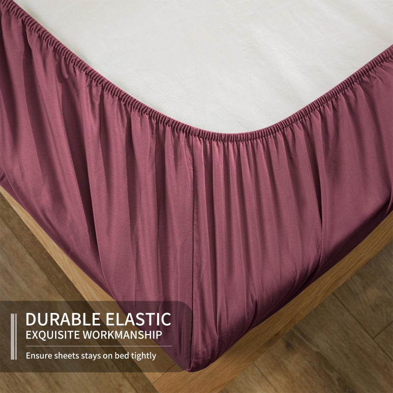 Easehome burgundy ورقة سرير الحجم الكامل مجموعة جيب عميق إلى 18 بوصة مرتبة 4 قطعة - صفائح الفراش الممتازة ومجموعة وساد - Image 3