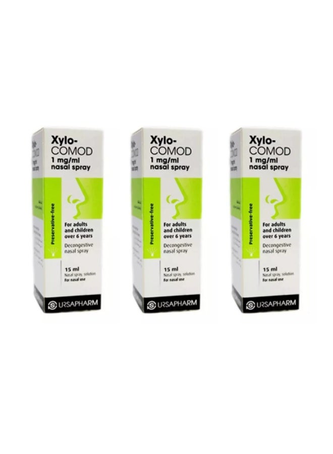 Xylo-Comod Nasal Spray 15ml (Pack of 3) – Fast Relief from Nasal Congestion & Blocked Nose