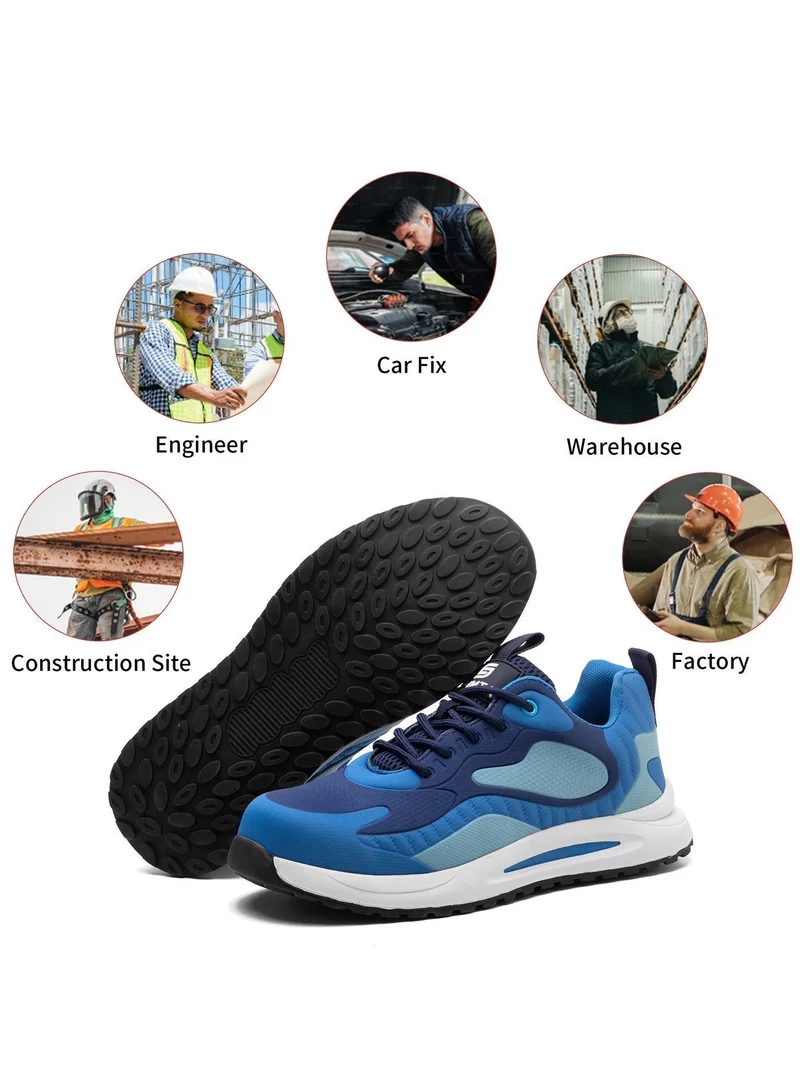 SLIMTA Men Women Safety Shoes Non-Slip Steel Toe Cap Trainers Mesh Breathable Lightweight Comfortable Puncture Proof Industrial Shoes