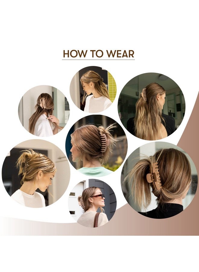 FRAMAR Large Hair Claw Clip - Hair Clips Women, Extra Large Claw Clip For Thick Hair Claw Clips, Hair Claw Clips For Women Thick Hair - Neutral Claw Clips 4 Pack