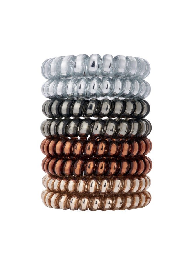 QIUTIMIY Metallic Luster Spiral Hair Ties (Thick8 Pcs) Coil Hair Ties For Thick Hair Ponytail Holder Hair Ties For Women No Crease Hair Ties Phone Cord Hair Ties For All Hair Types With Plastic Spiral - Image 1