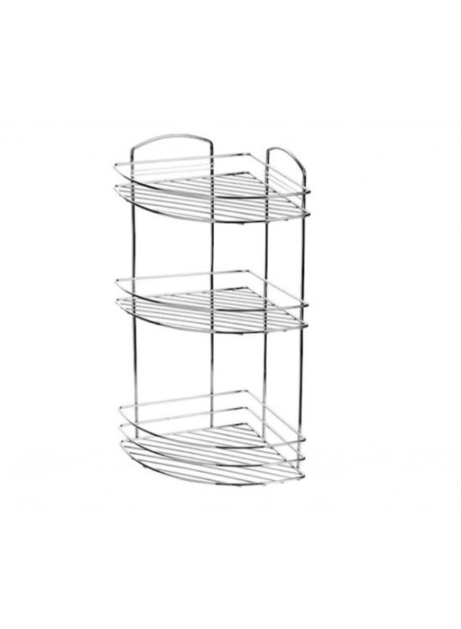 Elegant Design 3-Tier Fest Bathroom Corner Shelf Silver  52.6 x 23.2 x 23.8 cm D-05223-WS