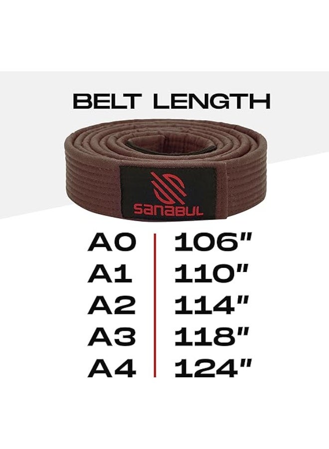 BJJ Belt Men & Women | Brazilian Jiu Jitsu Belt with Ranking Stripes Sleeve Bar | Kids Jiu Jitsu Gi | IBJJF Approved (Brown,A1)