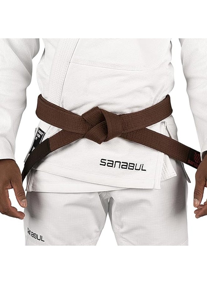Sanabul  BJJ Belt Men & Women | Brazilian Jiu Jitsu Belt with Ranking Stripes Sleeve Bar | Kids Jiu Jitsu Gi | IBJJF Approved (Brown,A1)  - Image 2