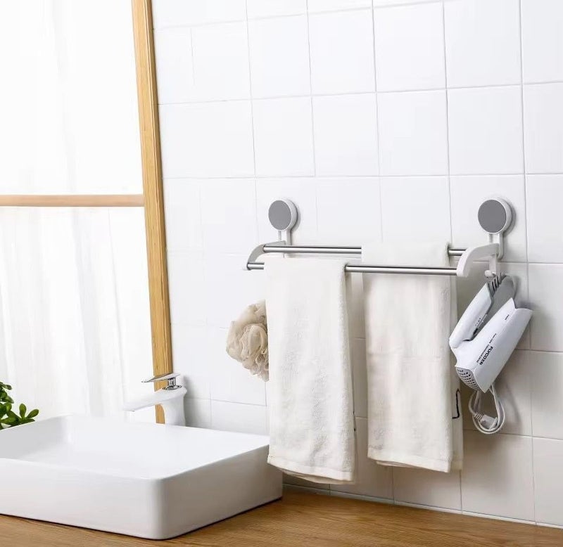 XBEY Double Towel Bar with Steel Rods,Wall Mounted Self Adhesive Magic Sticker Towel Holder in Bathroom, Self-Adhesive Double Towel Bar for Bathroom (Double Steel Tower Bar) - Image 4
