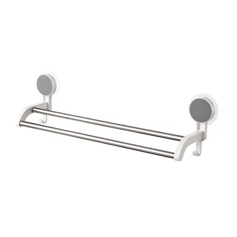XBEY Double Towel Bar with Steel Rods,Wall Mounted Self Adhesive Magic Sticker Towel Holder in Bathroom, Self-Adhesive Double Towel Bar for Bathroom (Double Steel Tower Bar) - Image 3