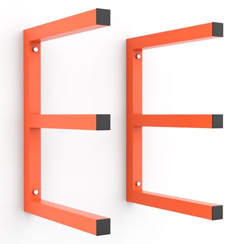 Ultrawall Lumber Storage Rack Wall Mount Wood Storage Racks Metal Wood Organizer Racks for Shed Workshop Garage Holds Up 220 LBS Per Level Pack of 2 Orange - Image 1