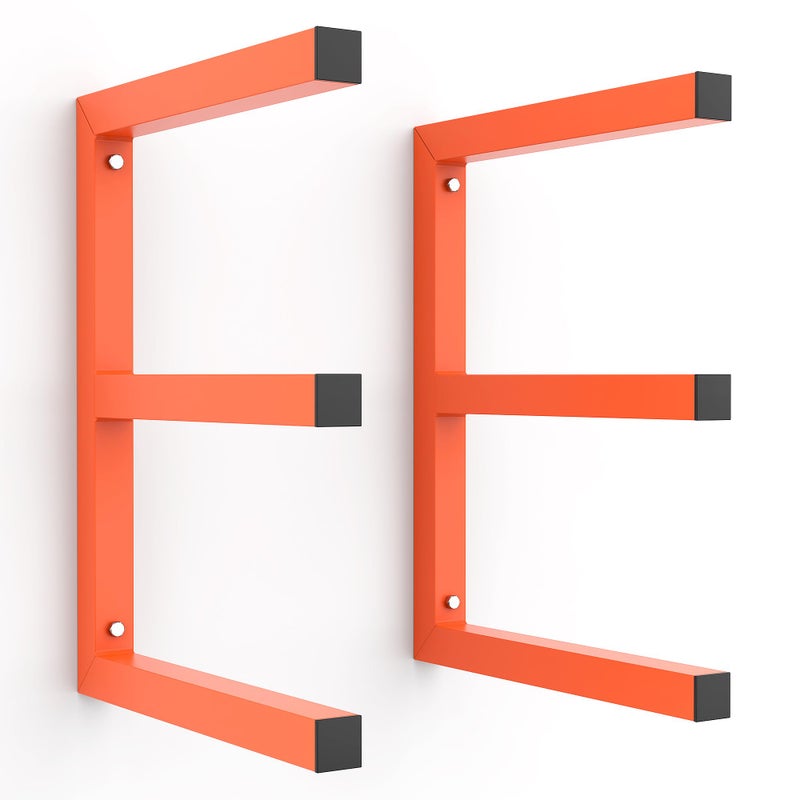 Ultrawall Lumber Storage Rack Wall Mount Wood Storage Racks Metal Wood Organizer Racks for Shed Workshop Garage Holds Up 220 LBS Per Level Pack of 2 Orange - Image 2