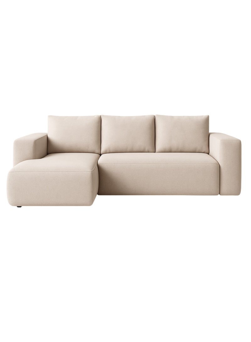 Kustomdeco Nova Modern L-Shaped Fabric Sofa with Chaise Lounge – Minimalist Beige Sectional Couch for Living Room | Customizable Sofa Comfortable, Durable, and Stylish Design For Uae Furniture - Image 1