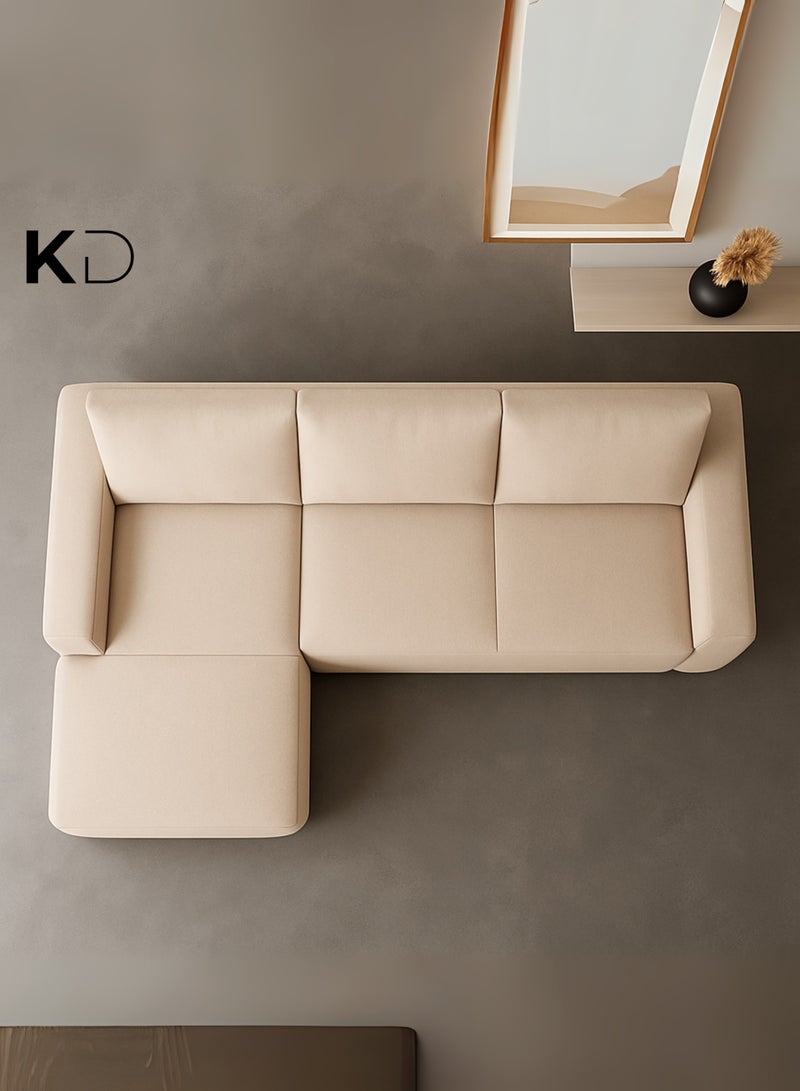 Kustomdeco Nova Modern L-Shaped Fabric Sofa with Chaise Lounge – Minimalist Beige Sectional Couch for Living Room | Customizable Sofa Comfortable, Durable, and Stylish Design For Uae Furniture - Image 2