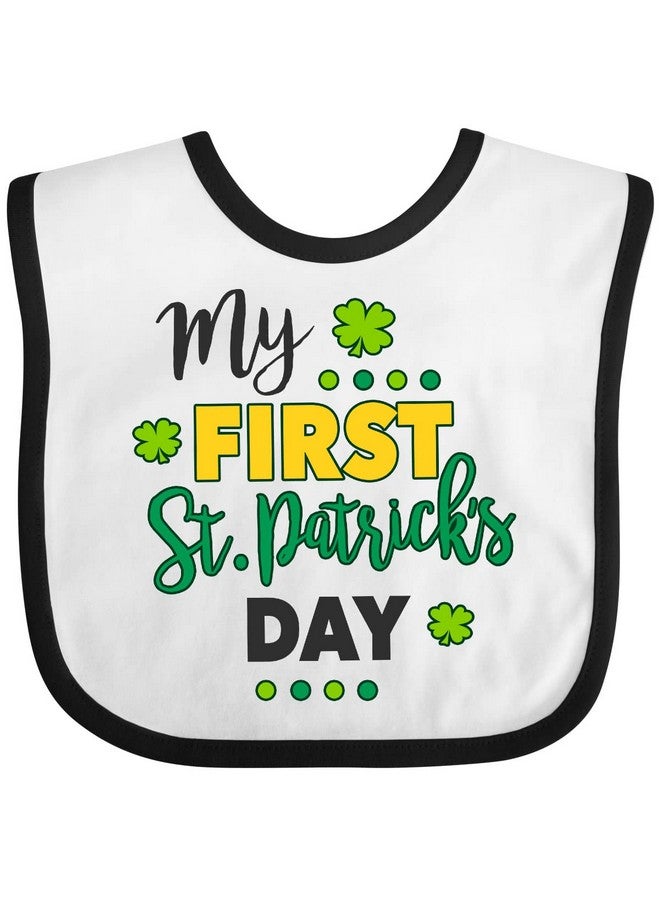 inktastic My First St Patrick's Day with Shamrocks Baby Bib White and Black 2e6b7 - Image 1