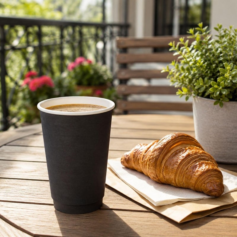 Restaurantware 500-CT Disposable Black 16-oz Hot Beverage Cups with Double Wall Design: No Need for Sleeves - Perfect for Cafes - Eco Friendly Recyclable Paper - Insulated - Wholesale Takeout Coffee Cup - Image 3