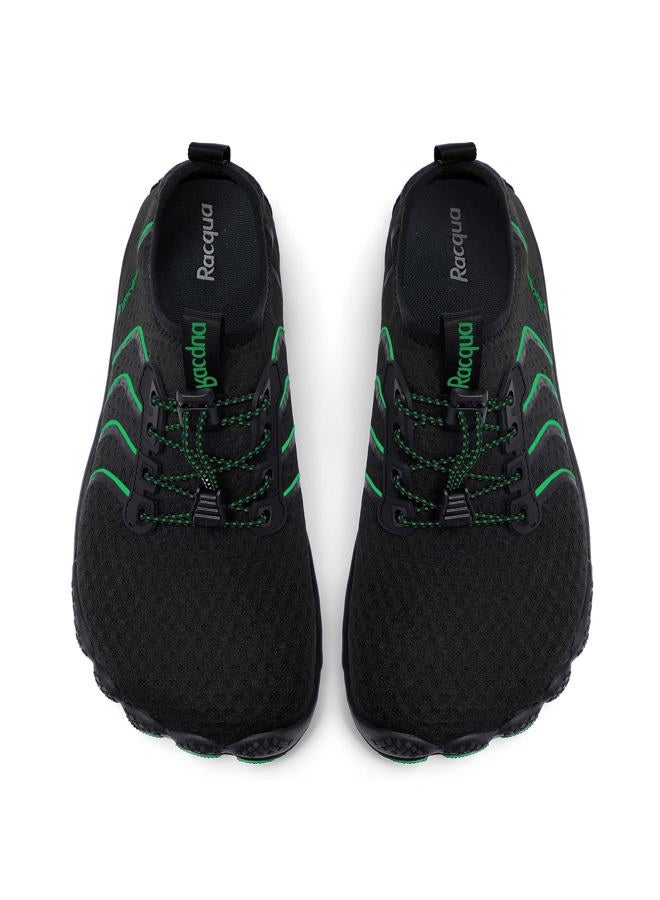 Racqua Water Shoes Quick Dry Aqua Shoes for Men Women Beach Surf Swim Shoes Outdoor Barefoot Walking Sport Shoes Black/Green 12 Women/11 Men - Image 4