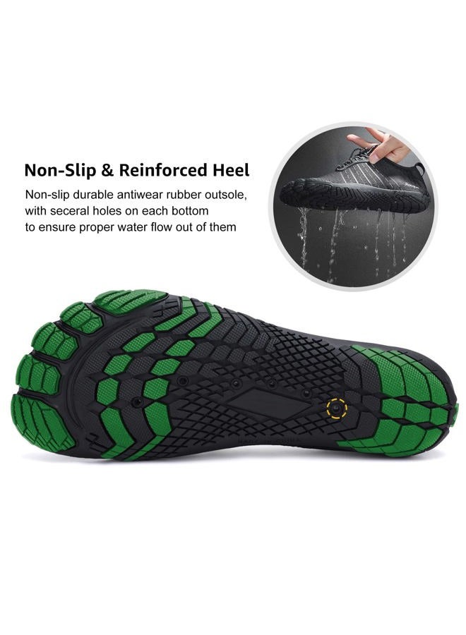 Racqua Water Shoes Quick Dry Aqua Shoes for Men Women Beach Surf Swim Shoes Outdoor Barefoot Walking Sport Shoes Black/Green 12 Women/11 Men - Image 5