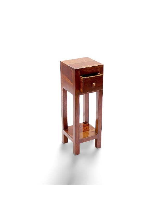 Umark Umark Sheesham Wood Bedside End Table Side Table With A Drawer For Home Decor Living Room Single Table Brown  - Image 1