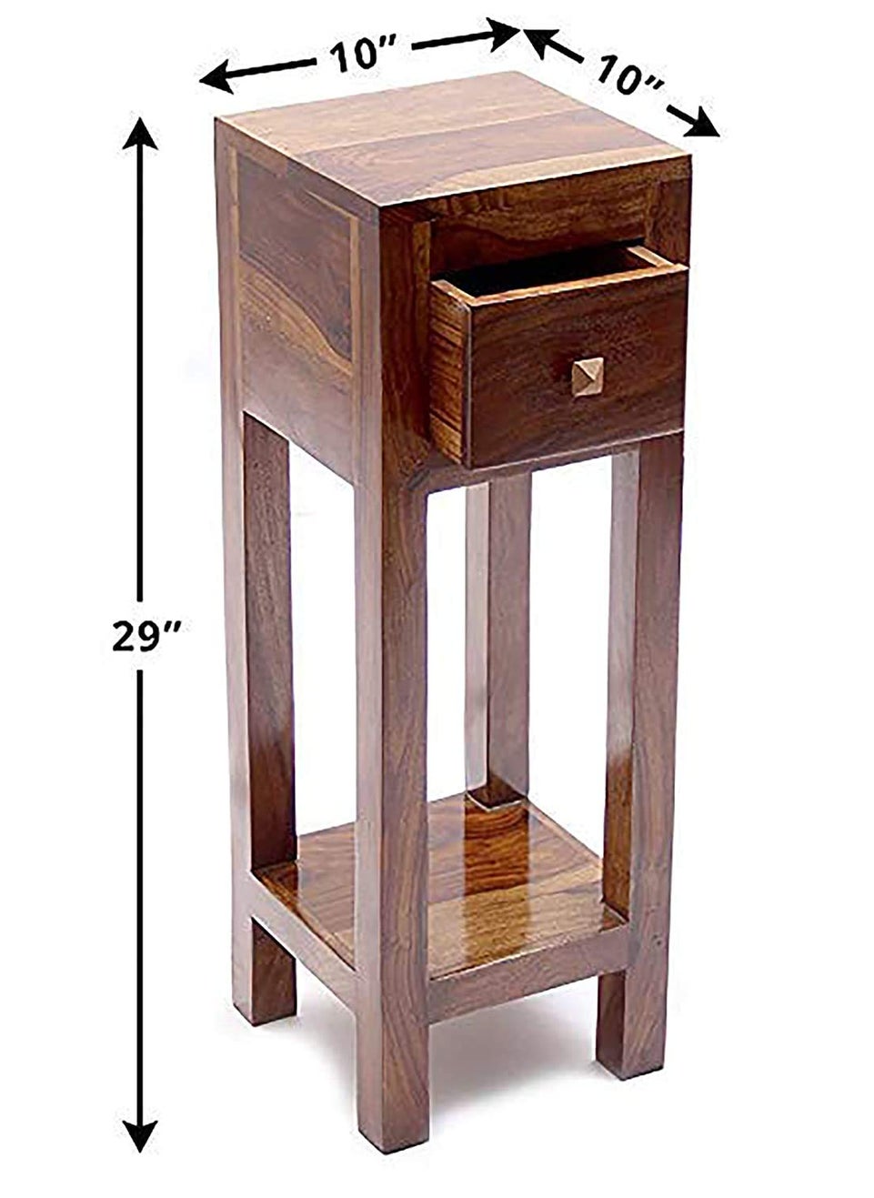 Umark Umark Sheesham Wood Bedside End Table Side Table With A Drawer For Home Decor Living Room Single Table Brown  - Image 2