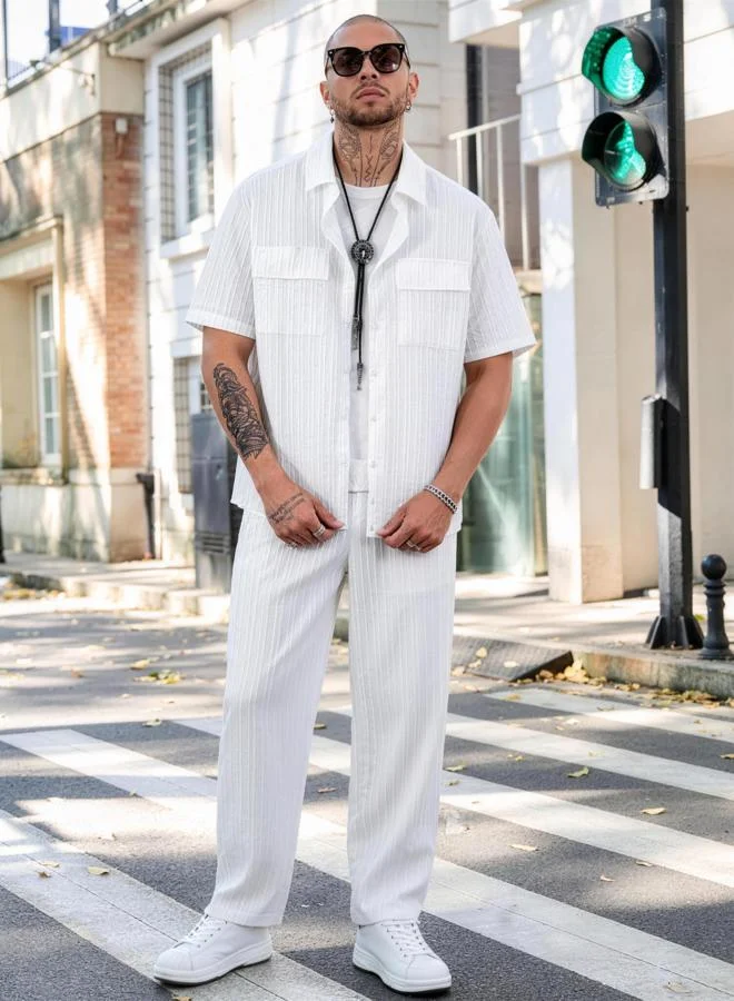Take Two Men Plus Size Textured Shirt and Pants Co-ord Set