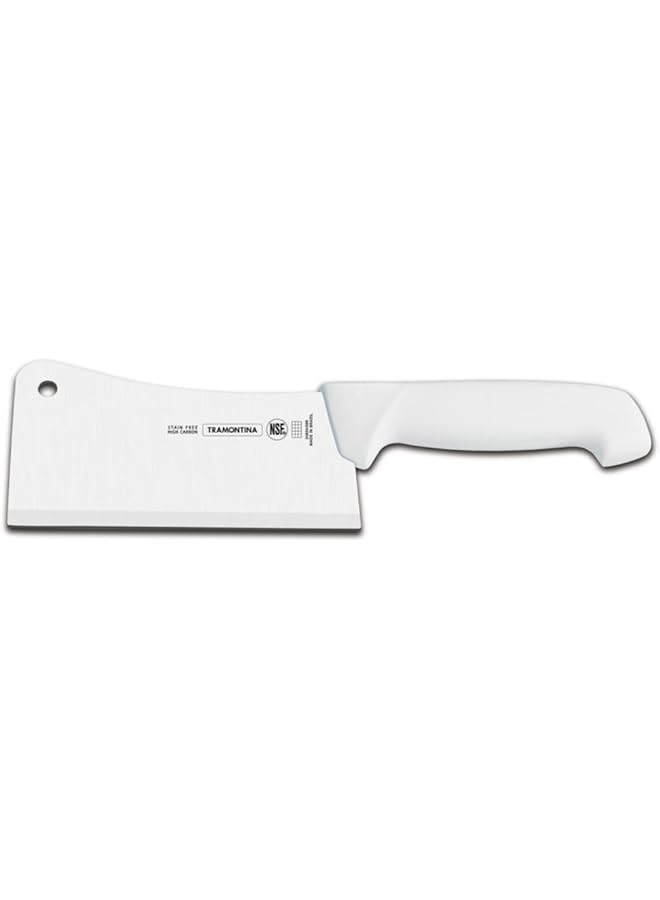 TRAMONTINA Professional Master 6 Inches Cleaver Knife With Stainless Steel Blade And White Polypropylene Handle With Antimicrobial Protection - Image 1