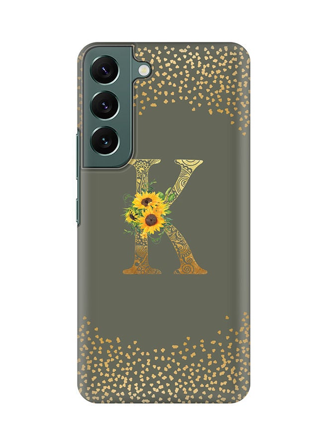 Stylizedd Monogram Slim Cover for Samsung Galaxy S22+ 5G Case Custom Initials Letter Floral Pattern Snap Series Mobile Cover Matte Alphabet  - K (Olive Green) - Image 1
