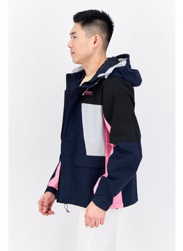adidas Originals Men Brand Logo Hooded Outdoor Jacket, Navy  - Image 2