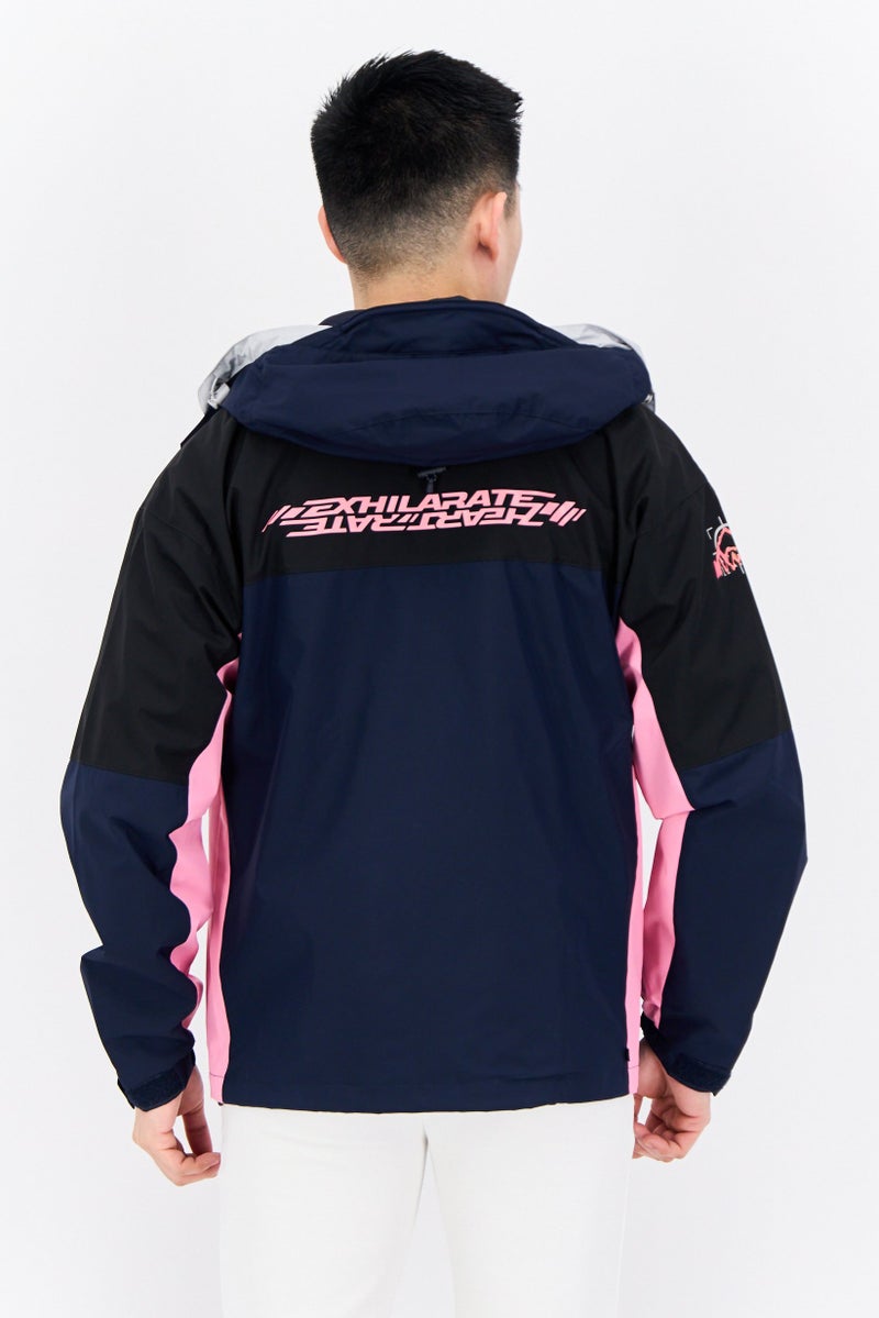 adidas Originals Men Brand Logo Hooded Outdoor Jacket, Navy  - Image 3